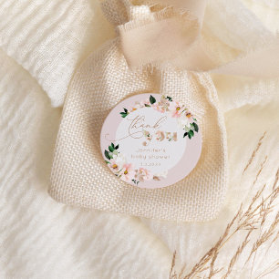 Adesivo Obrigada pelo chá de bebê da menina floral rosa av