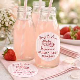 Adesivo Obrigada pelo Chá de Bebê Pink Red Berry In Love