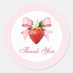 Adesivo Obrigada pelo Chá de Bebê Rosa Morango Coquette