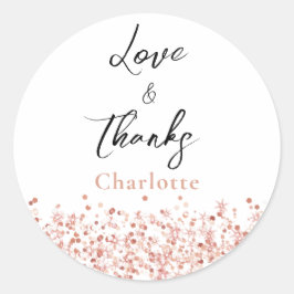 Adesivo Obrigada pelo Rose Gold Glitter Bridal Shower