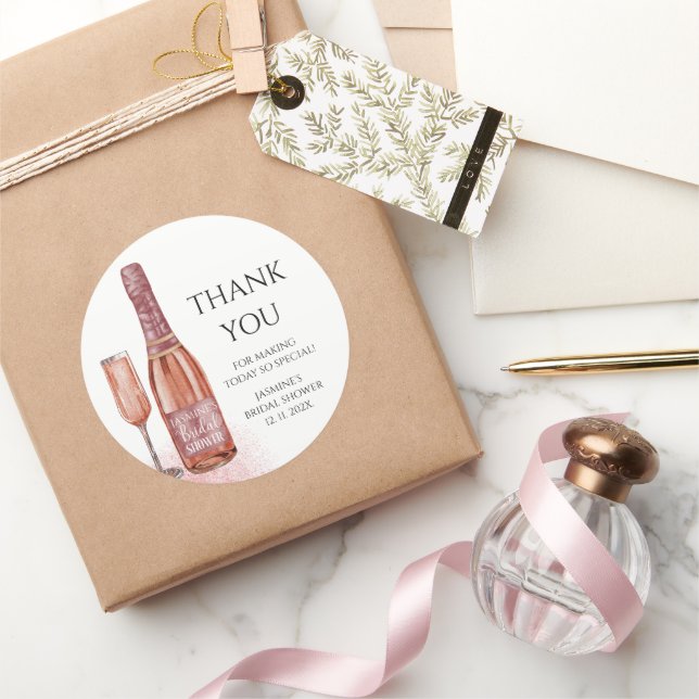 Adesivo Obrigada Petals & Prosecco Chá de Noiva (Presentear)