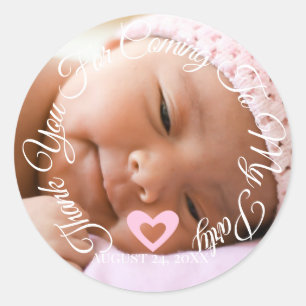 Adesivo Obrigada por Vir à Festa da Minha Bebê Coração