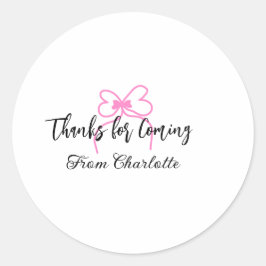 Adesivo obrigada por vir adicionar nome mensagem arco rosa