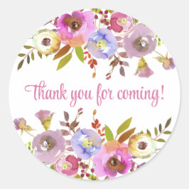 Adesivo Obrigada por vir em floral rosa 