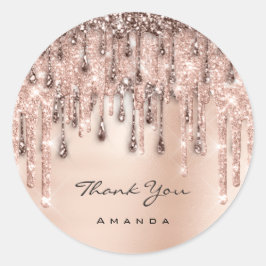 Adesivo Obrigada Rosa de Noiva Sweet 16 com Brilho Drip