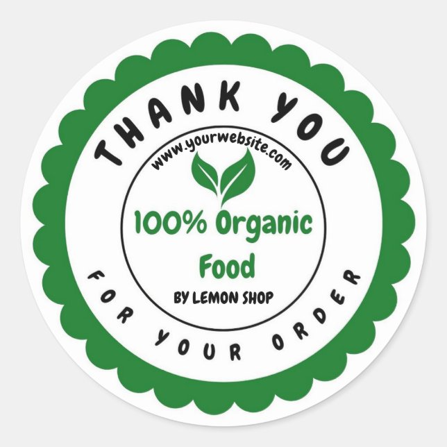 Adesivo Obrigado 100% Círculo De Personalização Da Comida  (Frente)