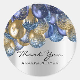 Adesivo Obrigado 16º Casamento de noiva Ballon Blue Marinh