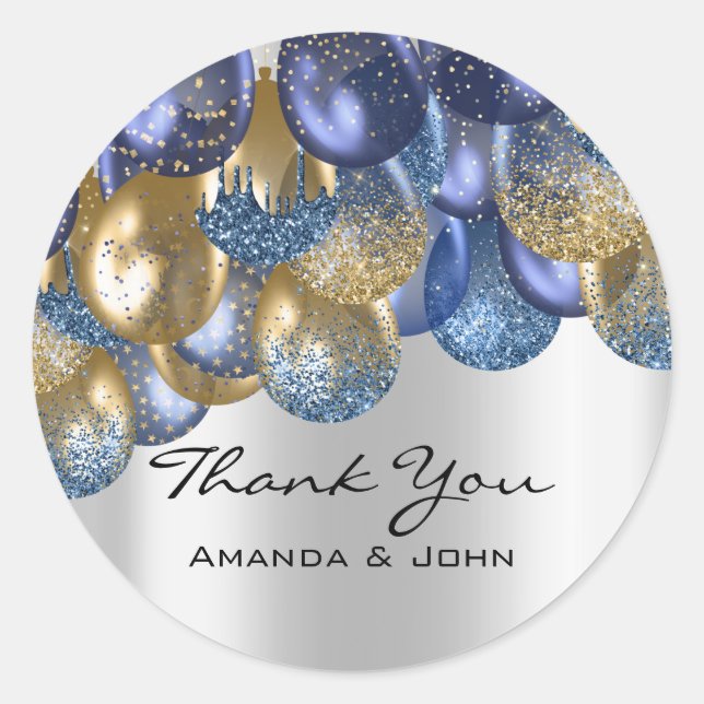 Adesivo Obrigado 16º Casamento de noiva Ballon Blue Marinh (Frente)