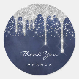 Adesivo Obrigado 16º Noiva Casamento Azul Azul-Marinho Fav