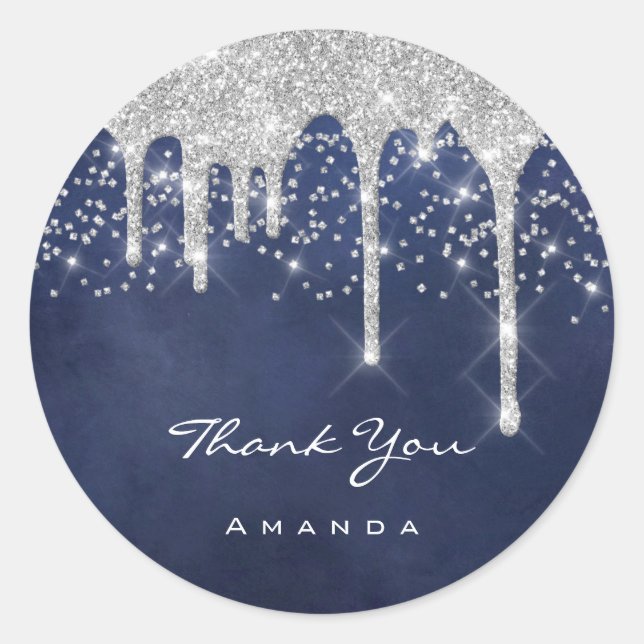 Adesivo Obrigado 16º Noiva Casamento Azul Azul-Marinho Fav (Frente)