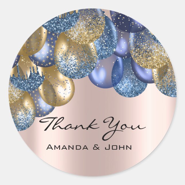 Adesivo Obrigado 16º Rosa de Casamento de Bridal Ballon Az (Frente)