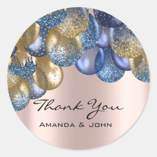 Adesivo Obrigado 16º Rosa de Casamento de Bridal Ballon Az