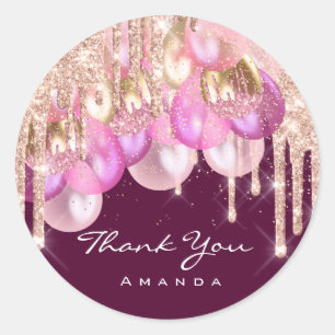 Adesivo Obrigado 16.o Brilhante Bridal Ballons Marsala Vip