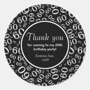 Adesivo Obrigado 60th preto/branco do teste padrão do