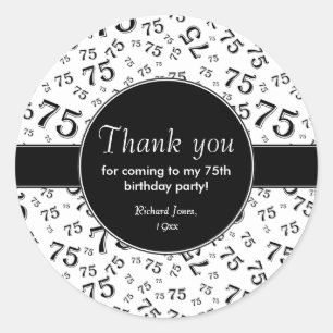 Adesivo Obrigado: 75º Padrão Preto e Branco dos Números