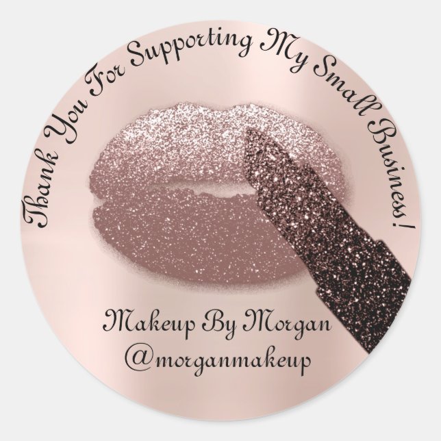 Adesivo Obrigado A Apoiar A Maquiagem De Pequenas Empresas (Frente)