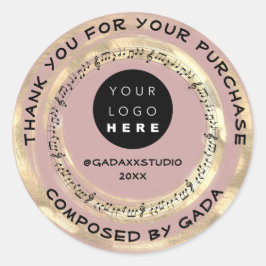 Adesivo Obrigado A Comprar Logotipo Música Notas Sociais R