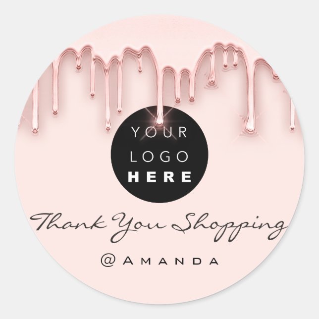 Adesivo Obrigado A Comprar Nome Rosa Blush (Frente)