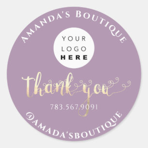 Adesivo Obrigado A Comprar O Logotipo Dourado Lavanda Pú