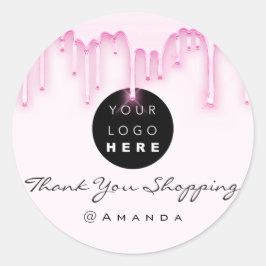 Adesivo Obrigado A Comprar O Nome Logotipo Unidades Rosa