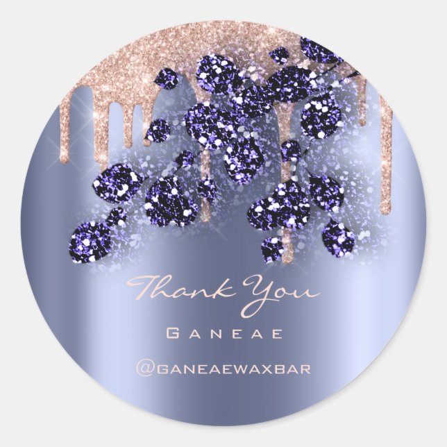 Adesivo Obrigado A Comprar O Rosa Glitter Blue Floral (Frente)