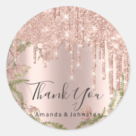 Adesivo Obrigado A Dizer Rosa De Casamento Glitter Floral