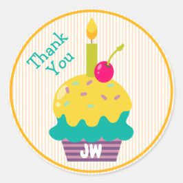 Adesivo Obrigado A Favor Do Monograma Colorido De Cupcake