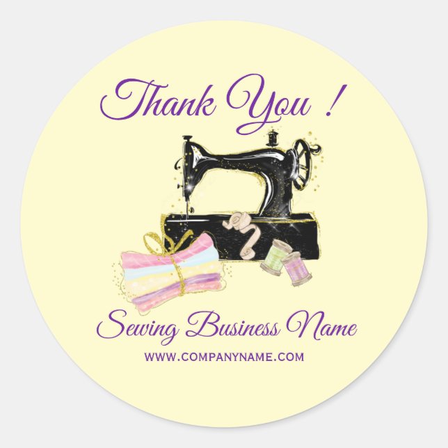 Adesivo Obrigado A Sewing Machine Vintage Business (Frente)
