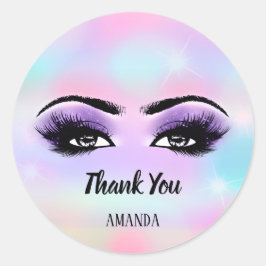 Adesivo Obrigado A Você Nome Hológrafo Rosa Pastels Eyelas