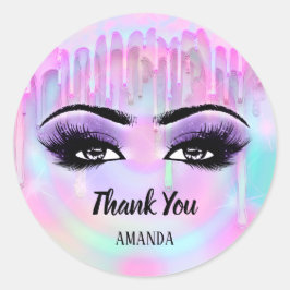 Adesivo Obrigado A Você Nome Holograph Pastel Eyelash Girl