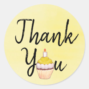 Adesivo Obrigado amarelo você cupcake