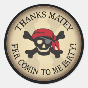 Adesivo Obrigado amigo do crânio do pirata dos obrigados