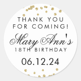Adesivo Obrigado Aniversário Dourado Glitter Confetti Whit