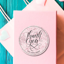 Adesivo Obrigado ao branding Script blush rosa gold glitte