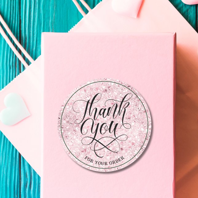 Adesivo Obrigado ao branding Script blush rosa gold glitte (Criador carregado)