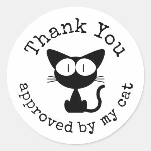 Adesivo Obrigado aprovado pelo meu gato Gato Preto
