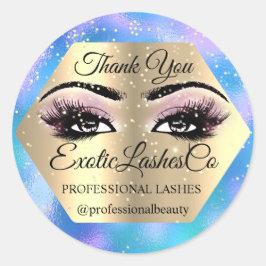 Adesivo Obrigado Artista Makeup Olhos Azuis Rosa DOURADO