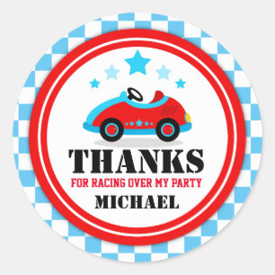 Adesivo Obrigado azul do carro de corridas você favorece 