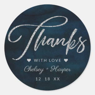 Adesivo Obrigado azul escuro do casamento da aguarela do