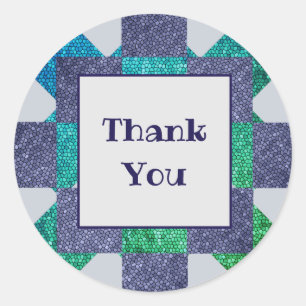 Adesivo Obrigado Azulejo Mosaico Azul Apreciação Verde