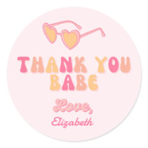 Obrigado Babe Heart Sunglass Round Sticker