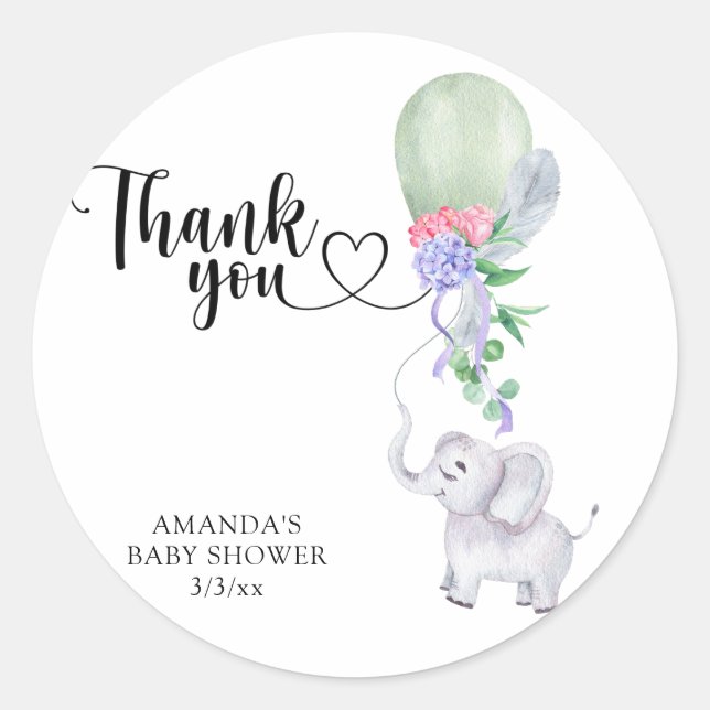 Adesivo Obrigado Balão e Elefante (Frente)