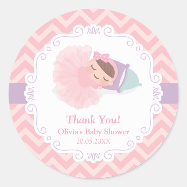 Adesivo Obrigado Ballerina Tutu Baby Girl Chá Stickers (Frente)