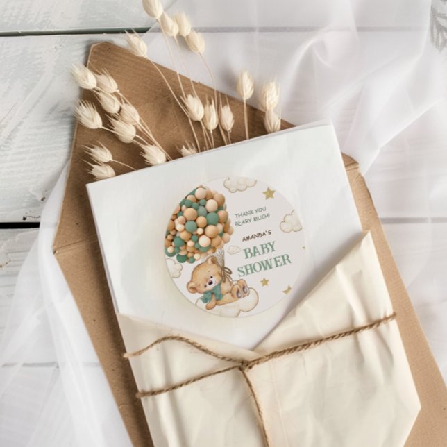 Adesivo Obrigado Beary Muita Chá de fraldas Verde (Criador carregado)