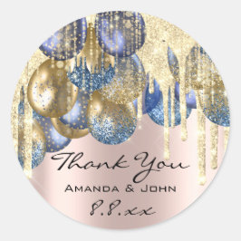 Adesivo Obrigado BirthdaWedding Ballon Blue Marinho Rosa