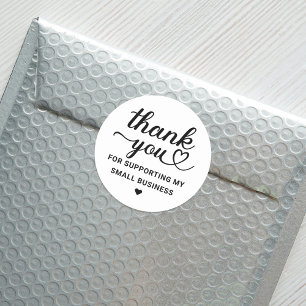 Adesivo Obrigado Black Heart Script Small Business