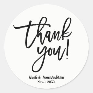 Adesivo OBRIGADO Black Modern Script Wedding Favor