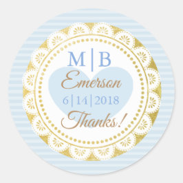 Adesivo Obrigado Blue Dourado Vinhetas Personalizadas