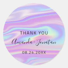 Adesivo Obrigado Blush Nome Data Preto Branco Holográfico