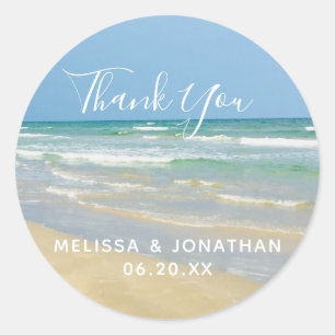 Adesivo Obrigado bonito do beira-mar do casamento de praia